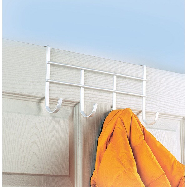 Spectrum Diversified Spectrum 13-3/4 in. L Semi Gloss White Steel Small Over the Door 4-Hook Rack 1 pk 62500 - main